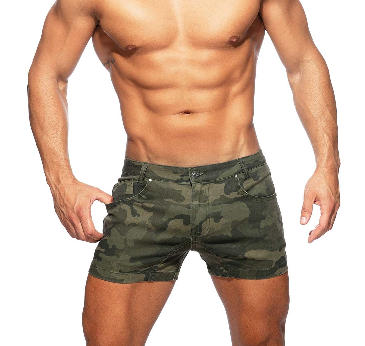 Addicted Short en Jeans CAMO SHORT JEANS AD829, vert militaire