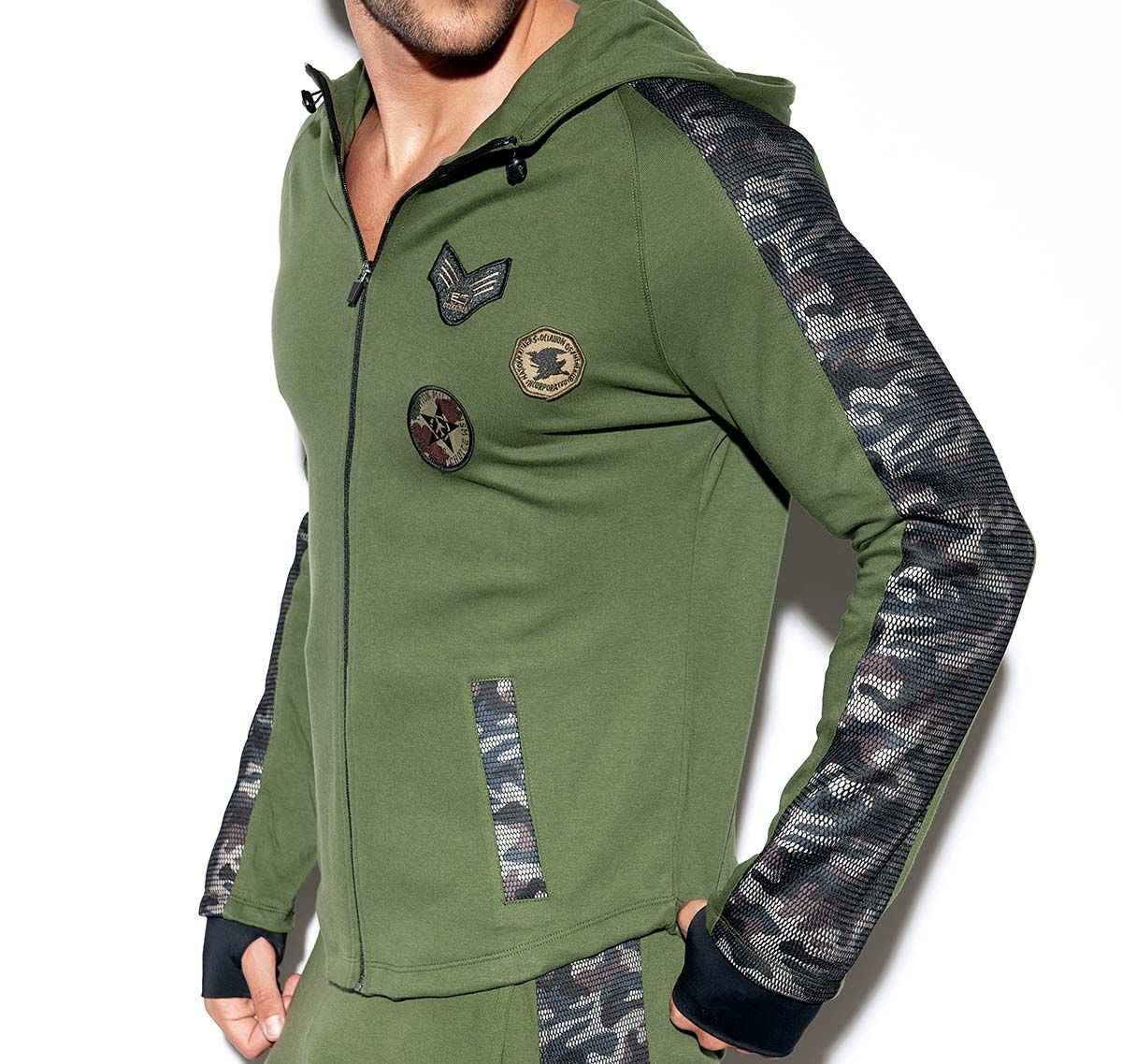 ES Collection Veste à capuche ARMY PADDED SPORT JACKET SP220, vert