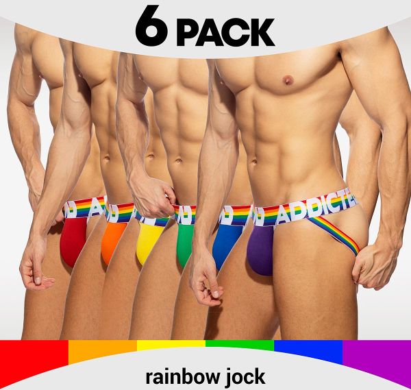 Addicted Pack of 6 Jockstraps RAINBOW JOCK AD1144P, multicolor