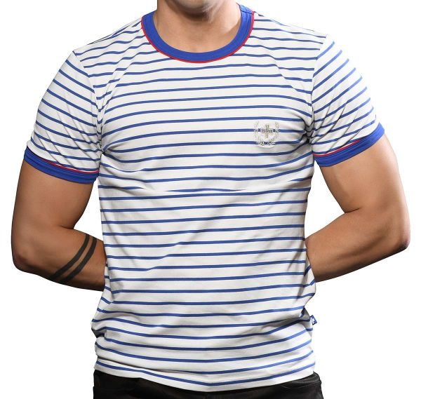 Andrew Christian T-Shirt STRETCH MESH TEE 10341, blanc-bleu 