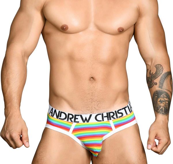 Andrew Christian Slip RAINBOW STRIPE LOVE BRIEF with ALMOST NAKED 91013, multicolor 