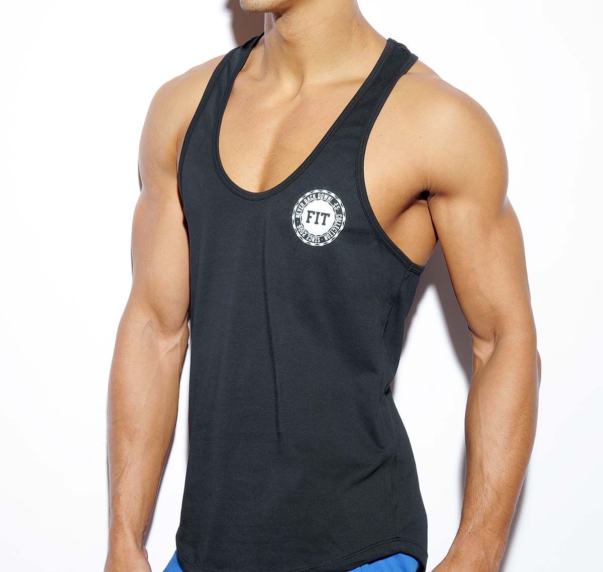 ES Collection NEVER BACK DOWN TANK TOP TS171, schwarz