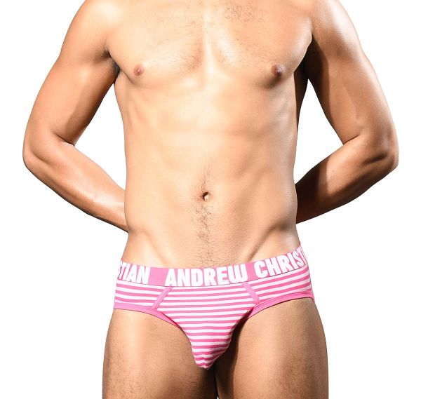 Andrew Christian Herrenslip ULTRA PINK STRIPE BRIEF w/ ALMOST NAKED 93074, pink