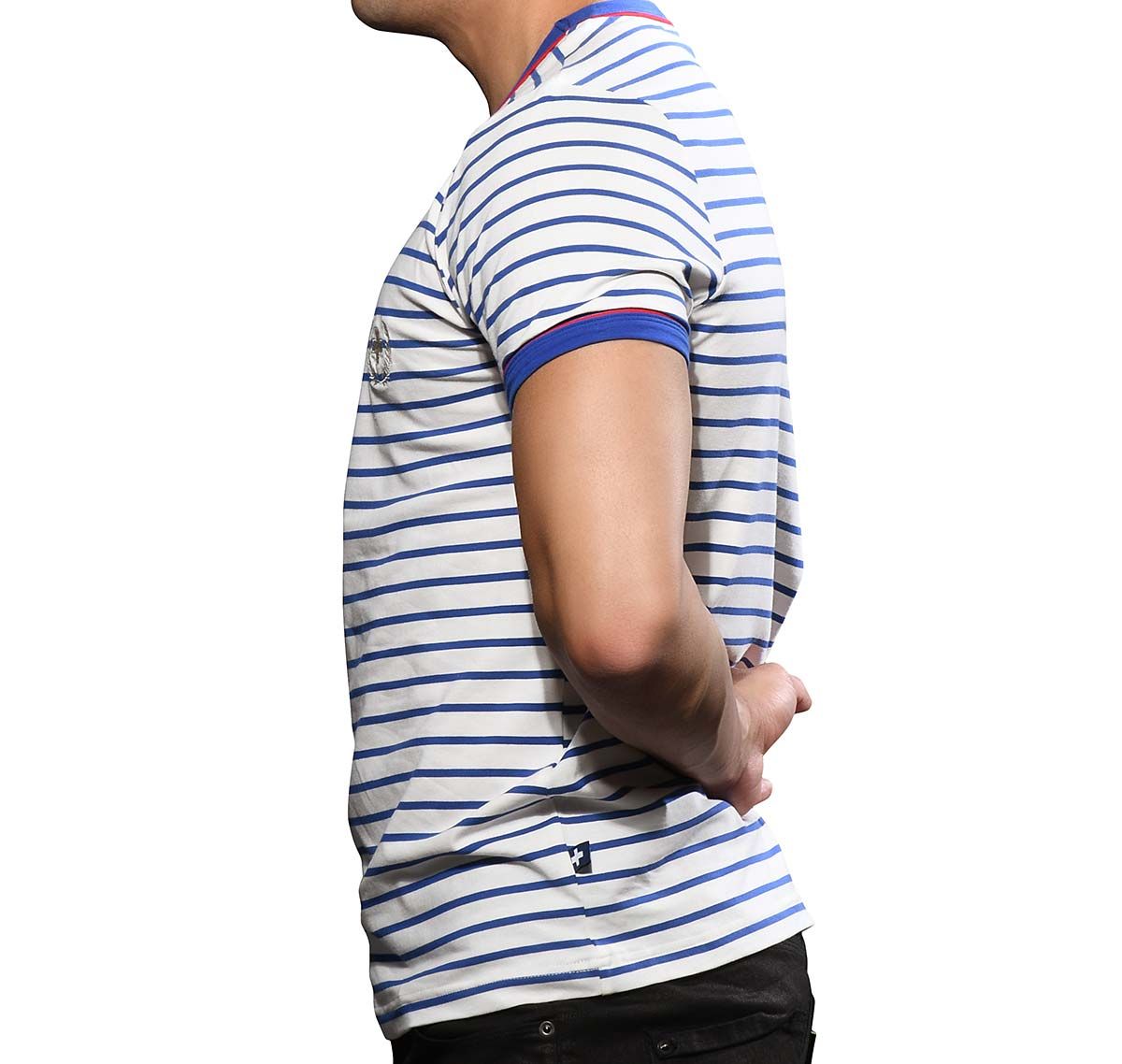 Andrew Christian T-Shirt STRETCH MESH TEE 10341, blanc-bleu