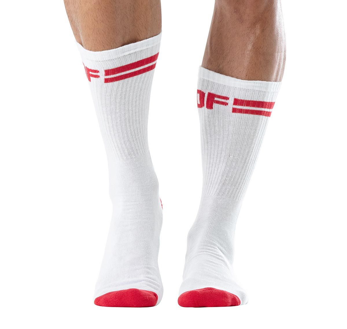 TOF Calze sportive SPORT SOCKS WHITE/RED TOF232BR, bianco/rosso