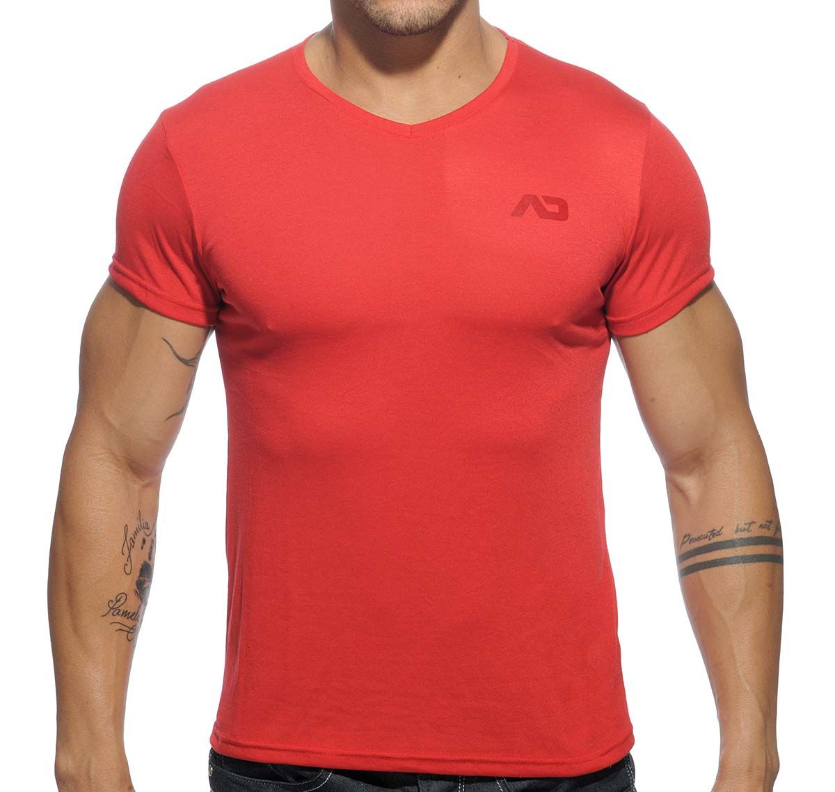 Addicted T-shirt à col V BASIC V-NECK T-SHIRT AD423, rouge