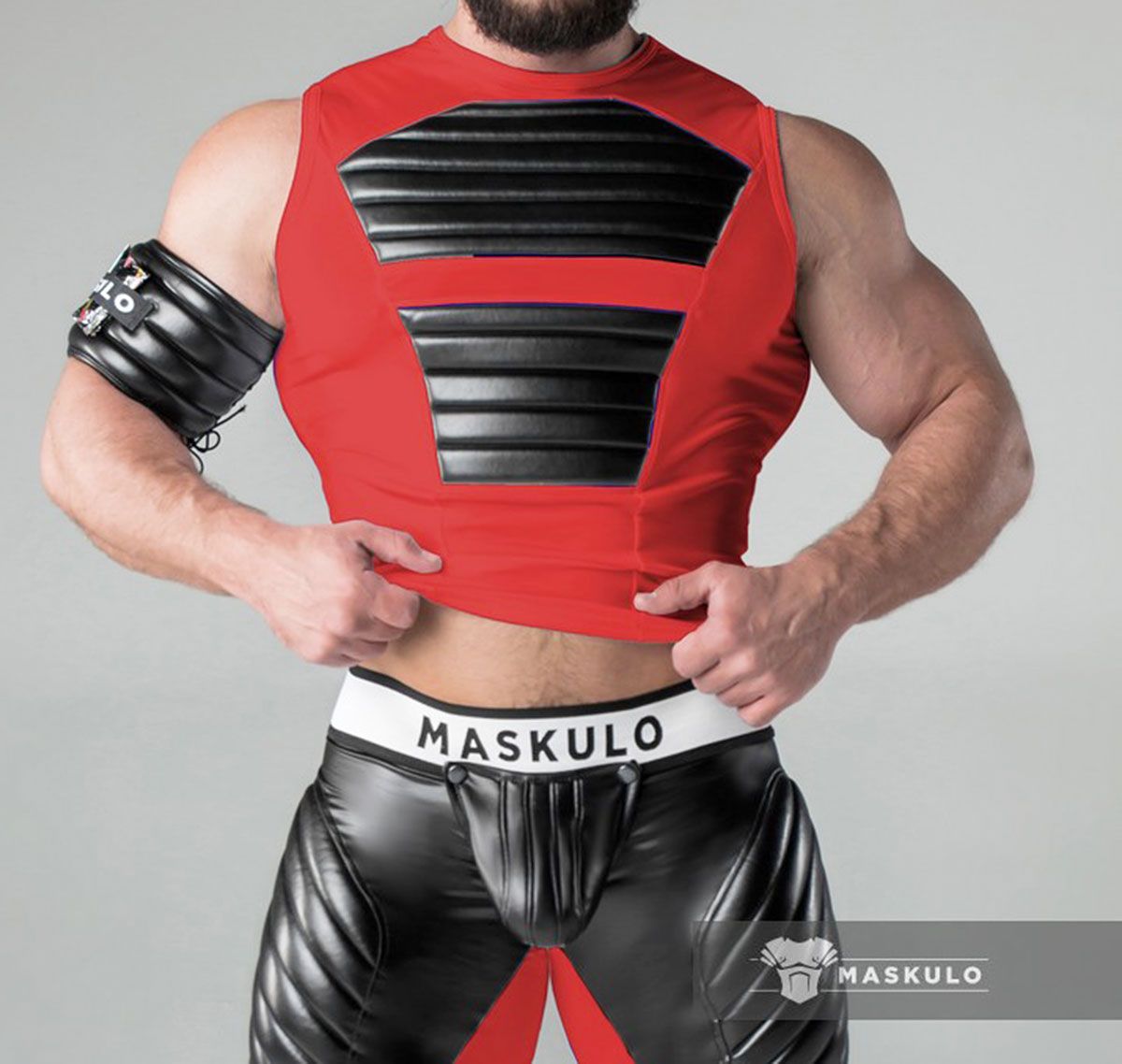 MASKULO Fetish Tank Top ARMORED. TP20-10, red