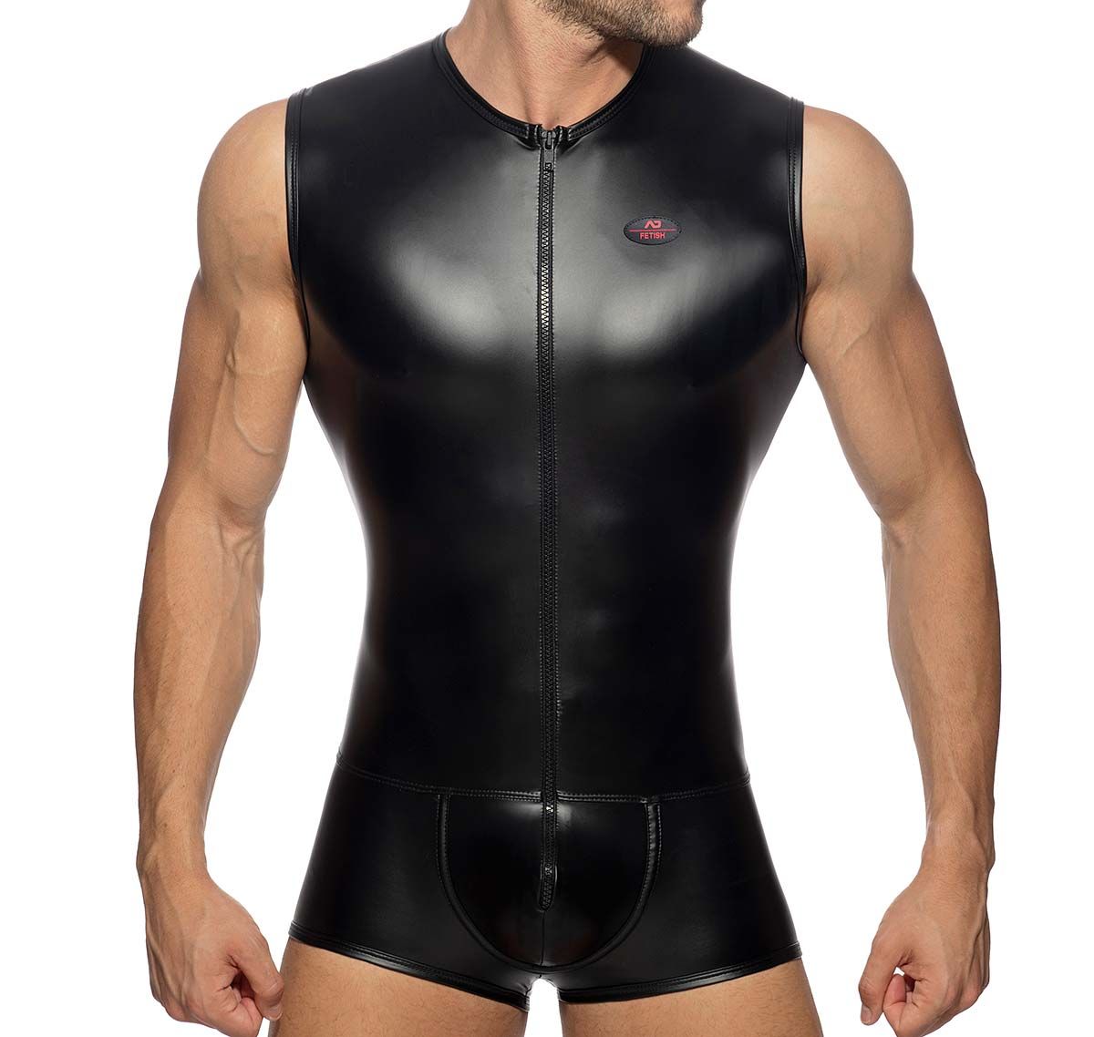 AD FETISH Bodysuit FRONT ZIP RUB BODY TRUNK ADF144, zwart