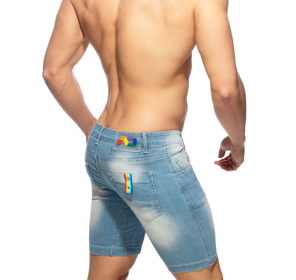 Addicted Short en Jeans RAINBOW TAPE BERMUDA JEANS AD990, bleu