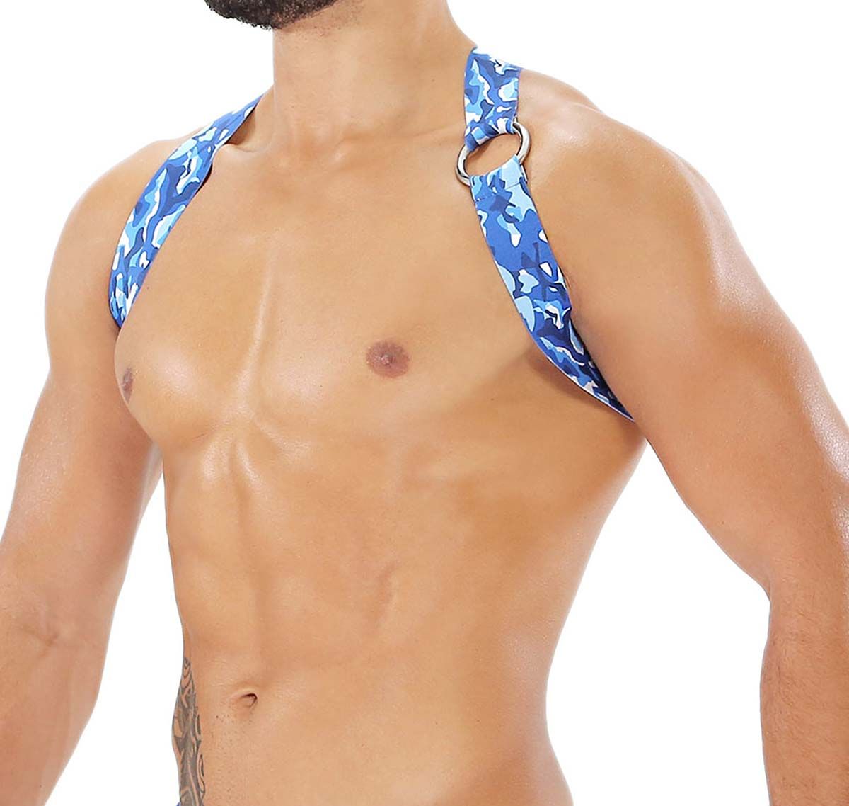 TOF Harness PARTY BOY ELASTIC HARNESS CAMO/BLUE H0018CBU, camouflage/blue