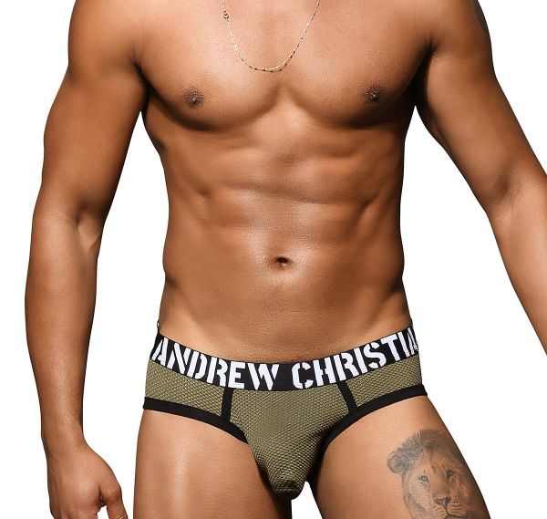 Andrew Christian Brief Military MESH BRIEF w/ ALMOST NAKED 92594, green