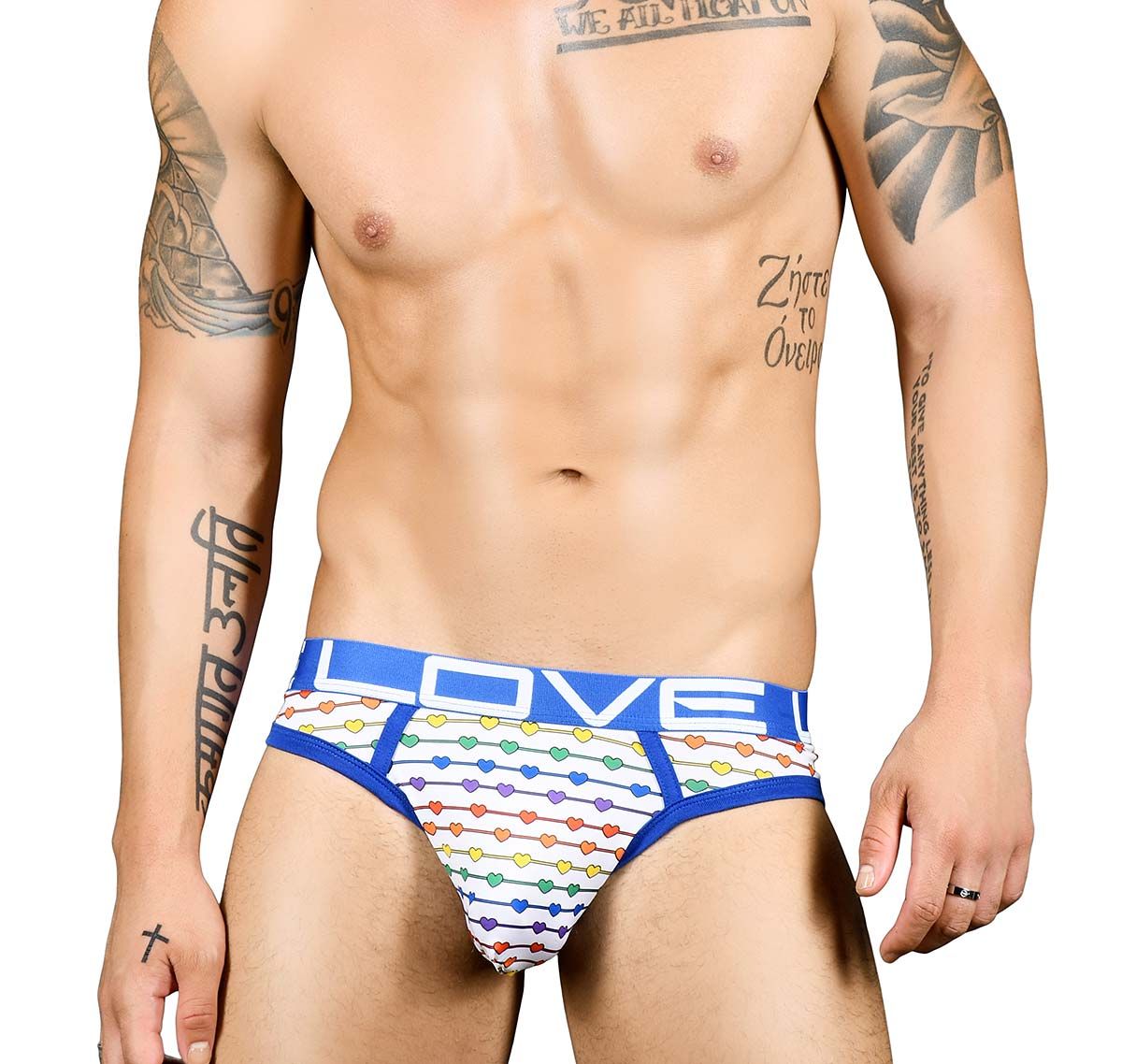 Andrew Christian Jockstrap LOVE PRIDE HEARTBEAT JOCK with ALMOST NAKED 91072, multicolore