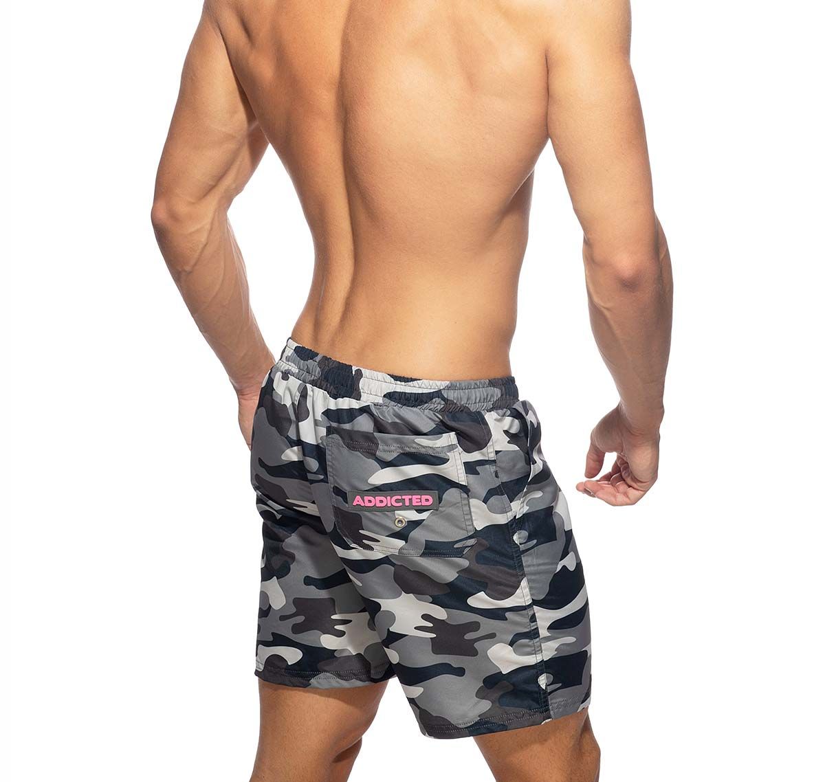 Addicted Swim Shorts CAMOUFLAGE SWIM LONG SHORT ADS095; camouflage-grey