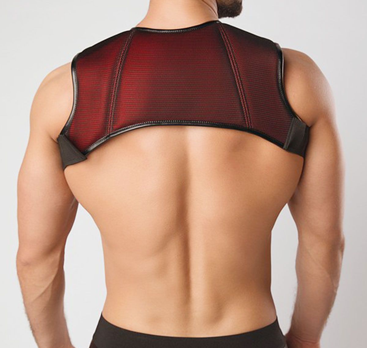 MASKULO Harness ARMORED. COLOR-UNDER. HOLSTER CHEST HARNESS. AC064, black/red