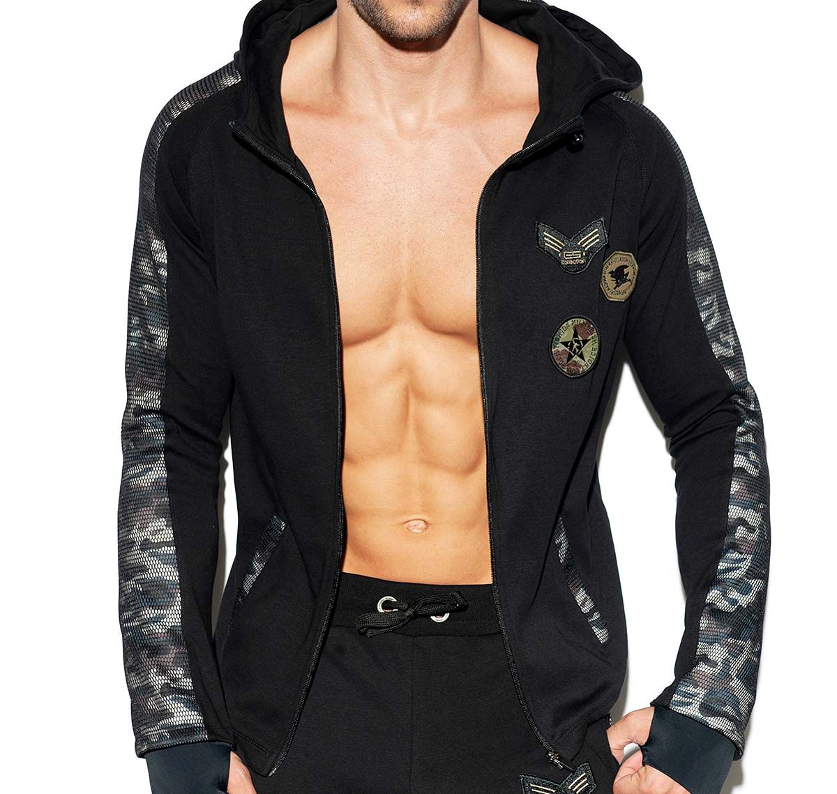 ES Collection Chaqueta con capucha ARMY PADDED SPORT JACKET SP220, negro