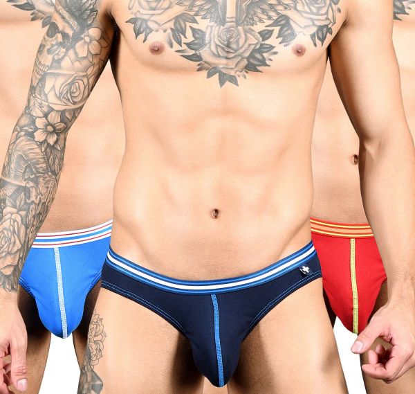 Andrew Christian Pack de 3 Slips BOY BRIEF SUPERHERO 3-PACK w/ Almost Naked 91576, azul marino/rojo/azul