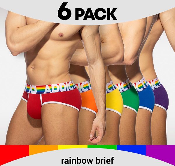 Addicted Pack of 6 Briefs RAINBOW BRIEF AD1142P, multicolor