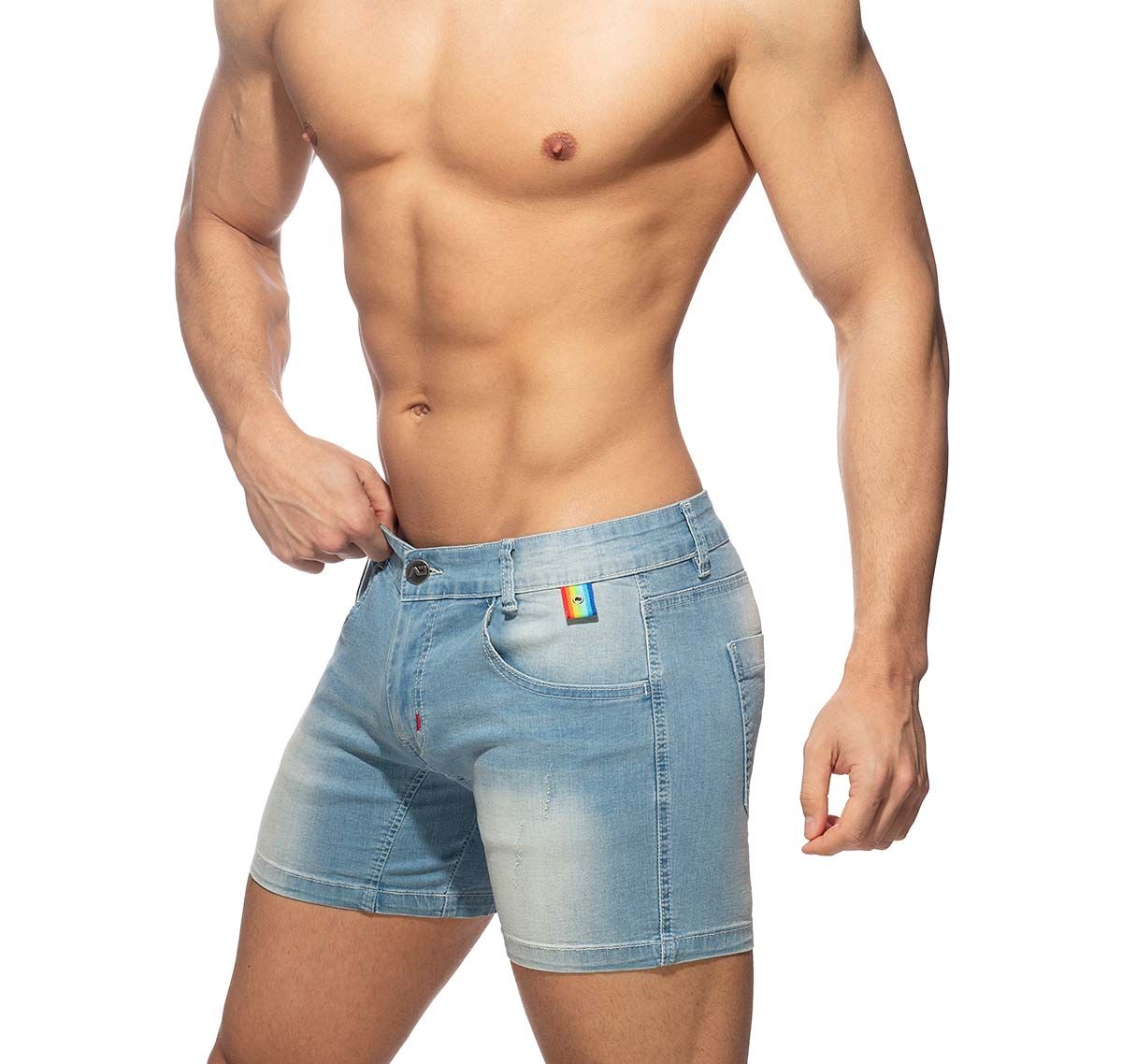 Addicted Short en Jeans RAINBOW TAPE SHORT JEANS AD991, bleu