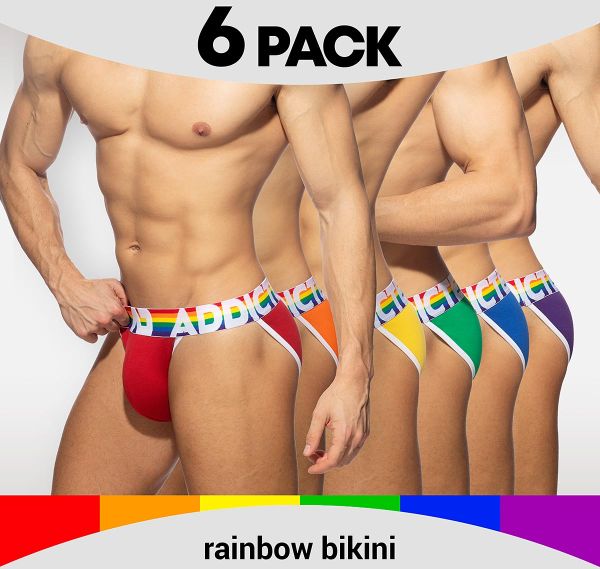 Addicted Pack of 6 Bikini briefs RAINBOW BIKINI AD1146P, multicolor