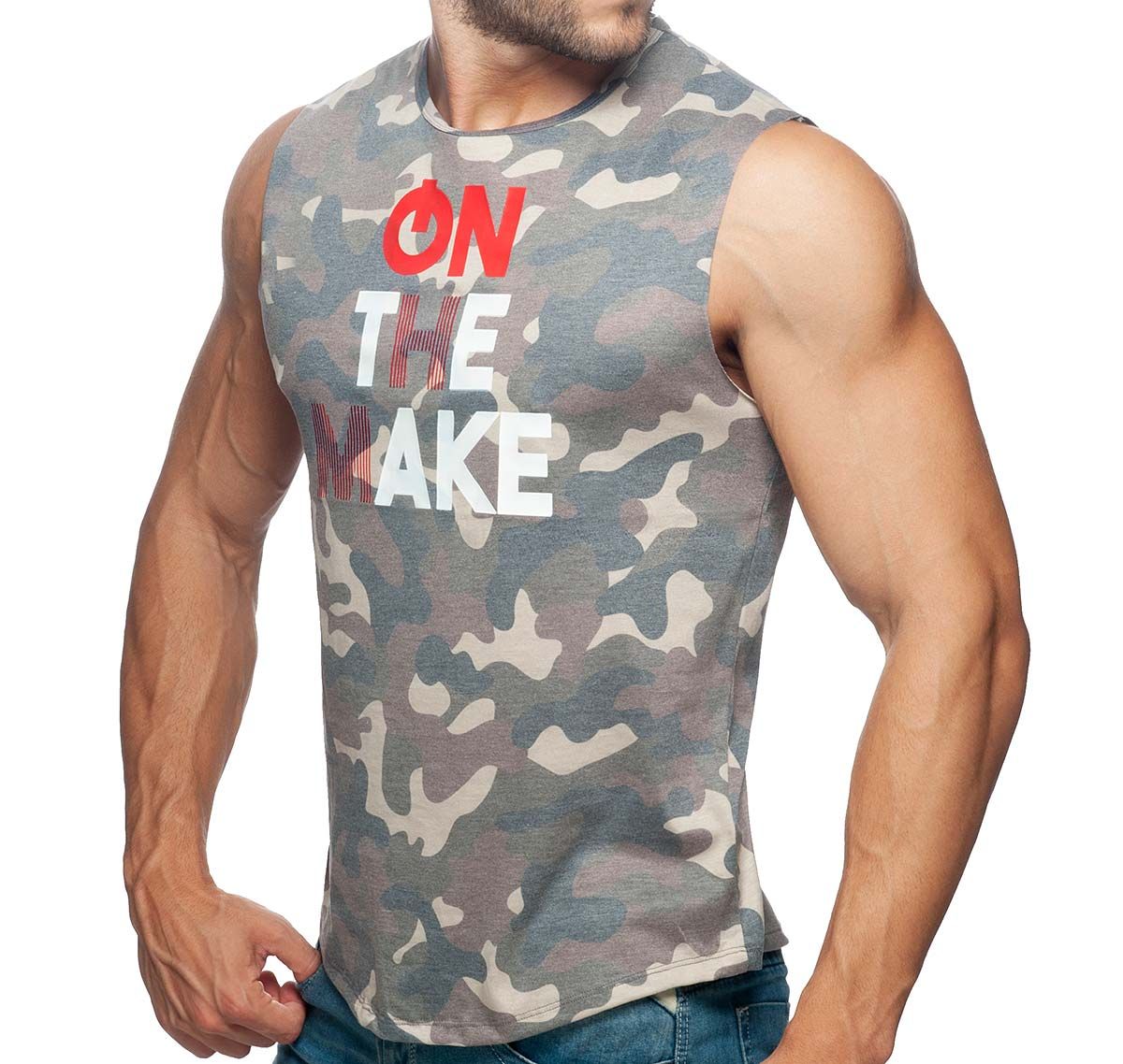 Addicted Tank Top ON THE MAKE SHOULDER TANKTOP AD915, army
