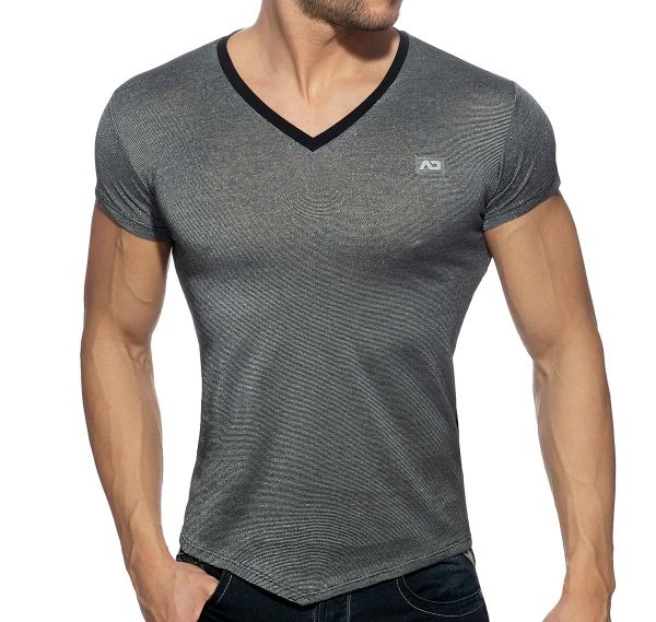 Addicted T-Shirt MINI STRIPES V-NECK T-SHIRT AD901, schwarz