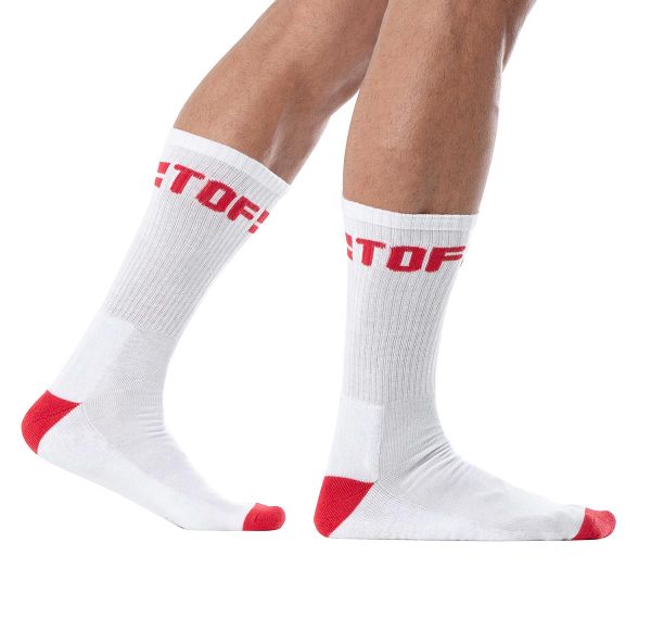 TOF Calze sportive SPORT SOCKS WHITE/RED TOF232BR, bianco/rosso 