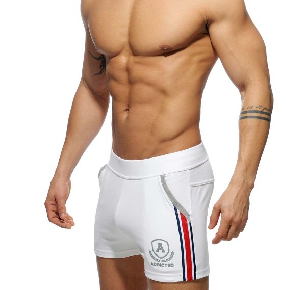 Addicted Pantaloni sportivi corti SHORT TIGHT PANT INTERCOTTON AD337, bianco