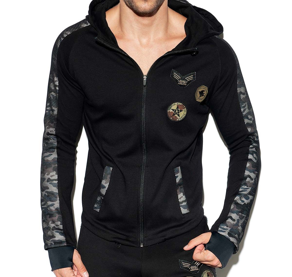 ES Collection Chaqueta con capucha ARMY PADDED SPORT JACKET SP220, negro