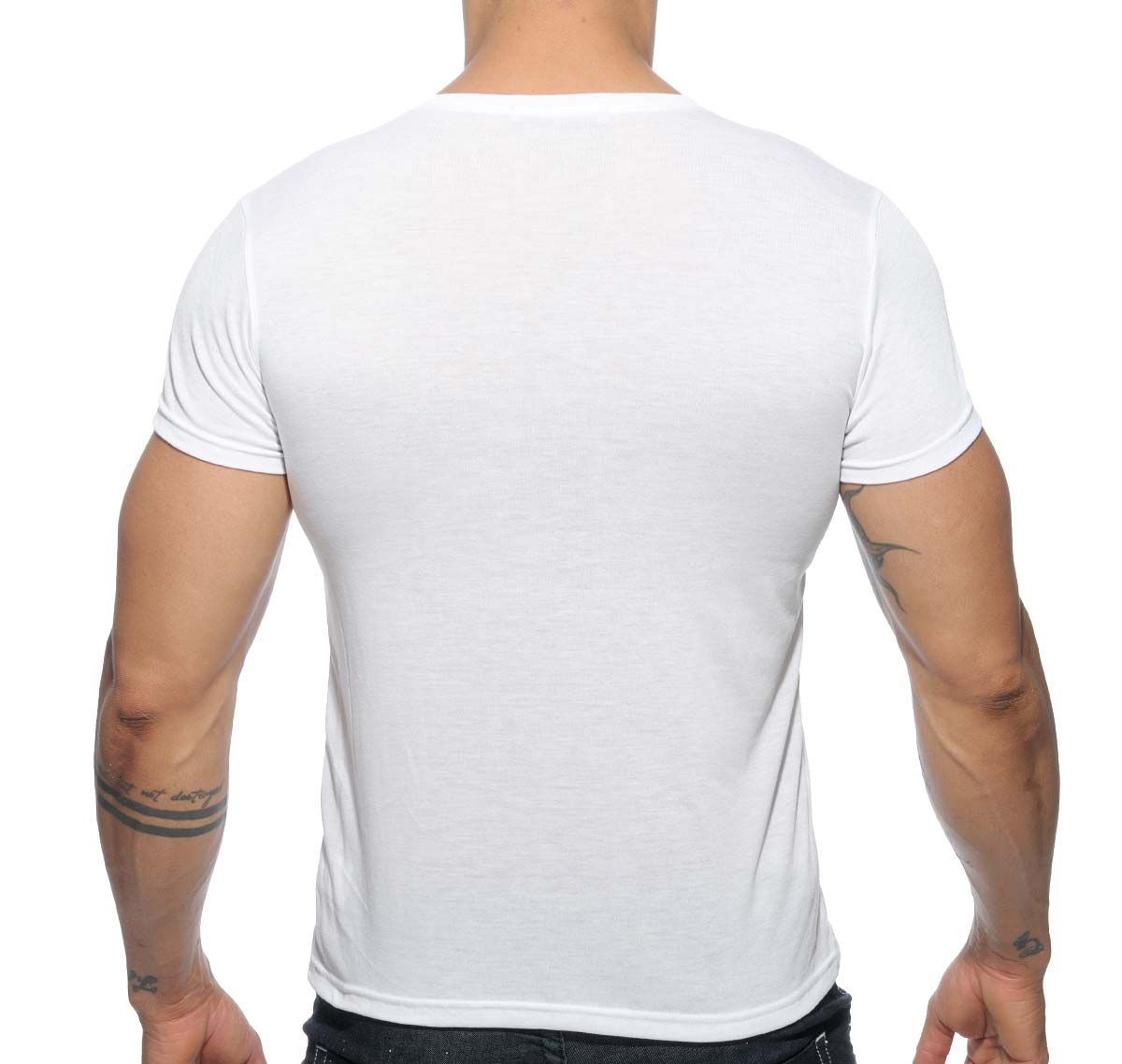 Addicted Camiseta con cuello en V BASIC V-NECK T-SHIRT AD423, blanco