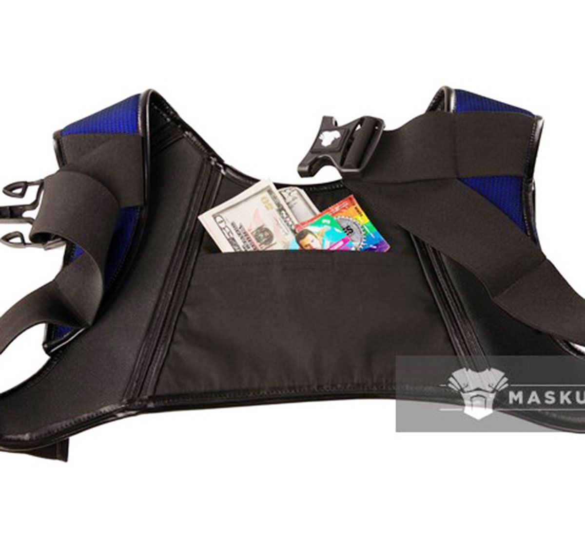 MASKULO Harness ARMORED. COLOR-UNDER. HOLSTER CHEST HARNESS. AC064, black/blue