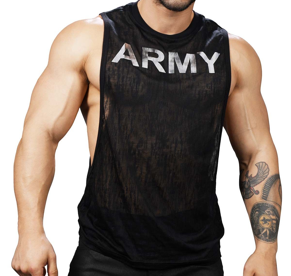 Andrew Christian Camiseta de tirantes GLAM BORNOUT ARMY GYM TANK 2756, negro