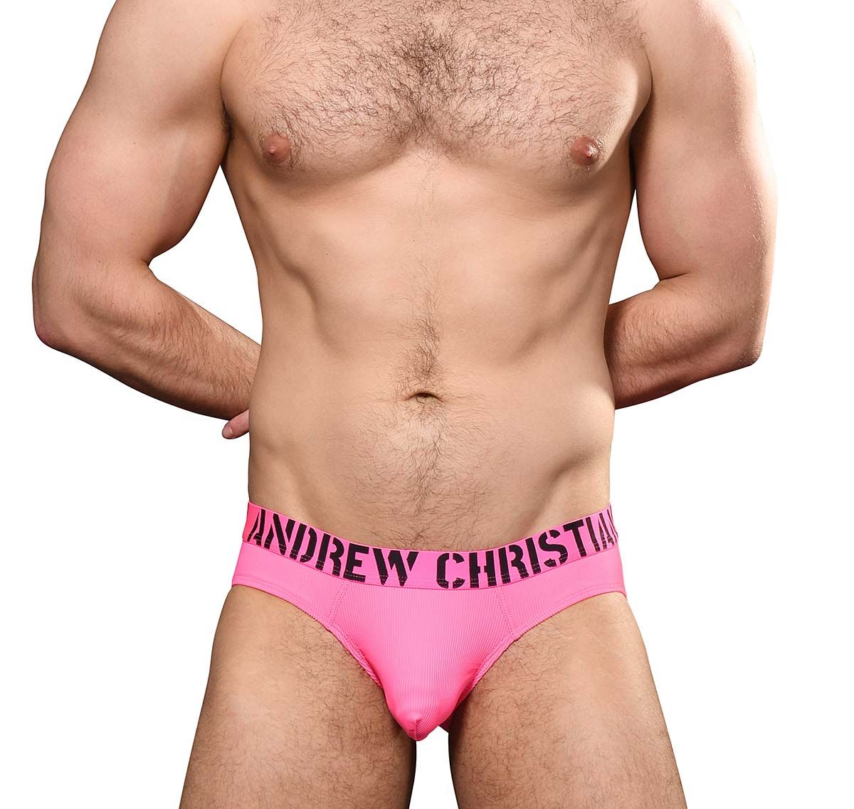 Andrew Christian Slip HOTNESS RIB BRIEF w/ ALMOST NAKED 92879, roze