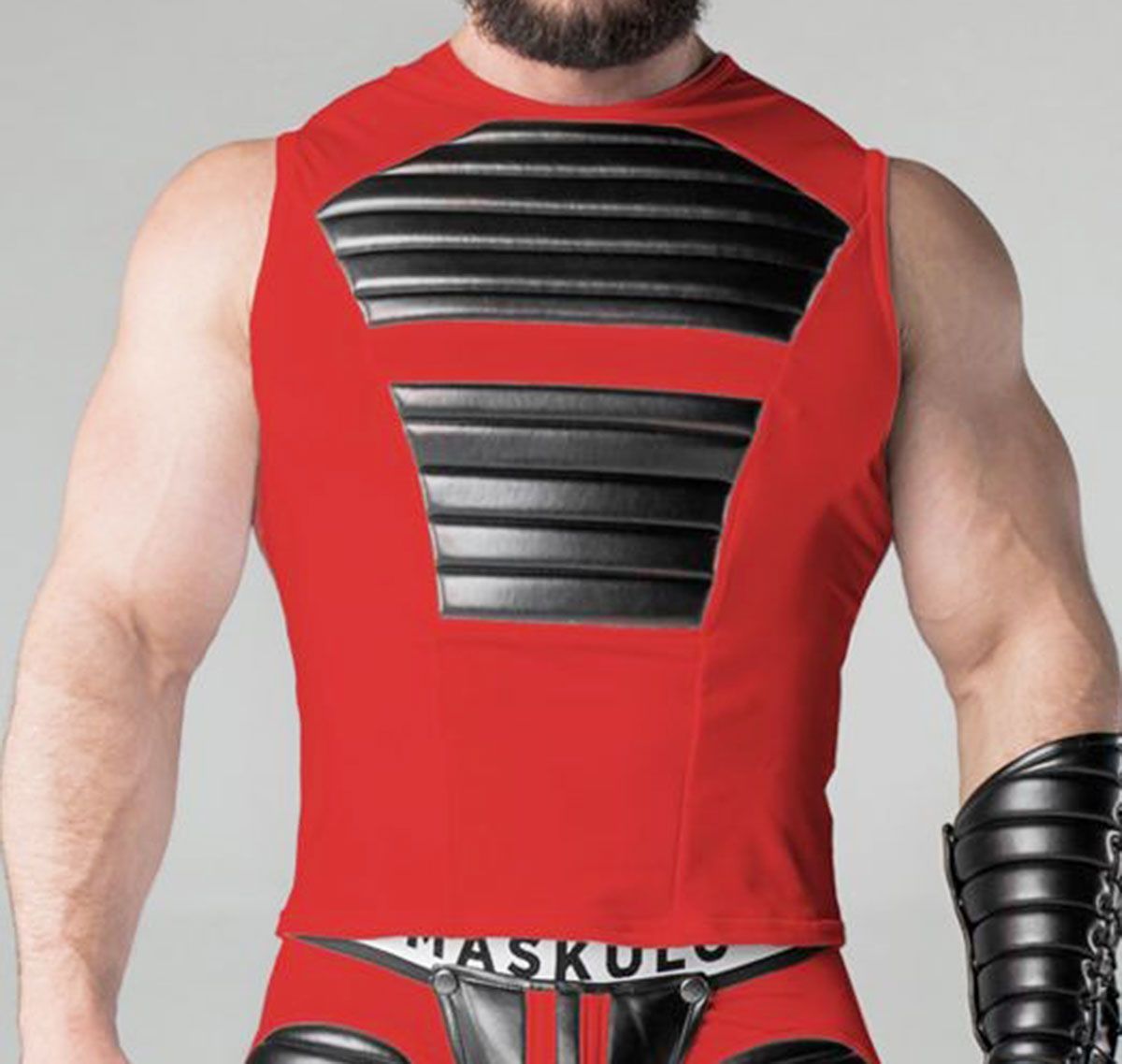 MASKULO Fetish Tank Top ARMORED. TP20-10, red