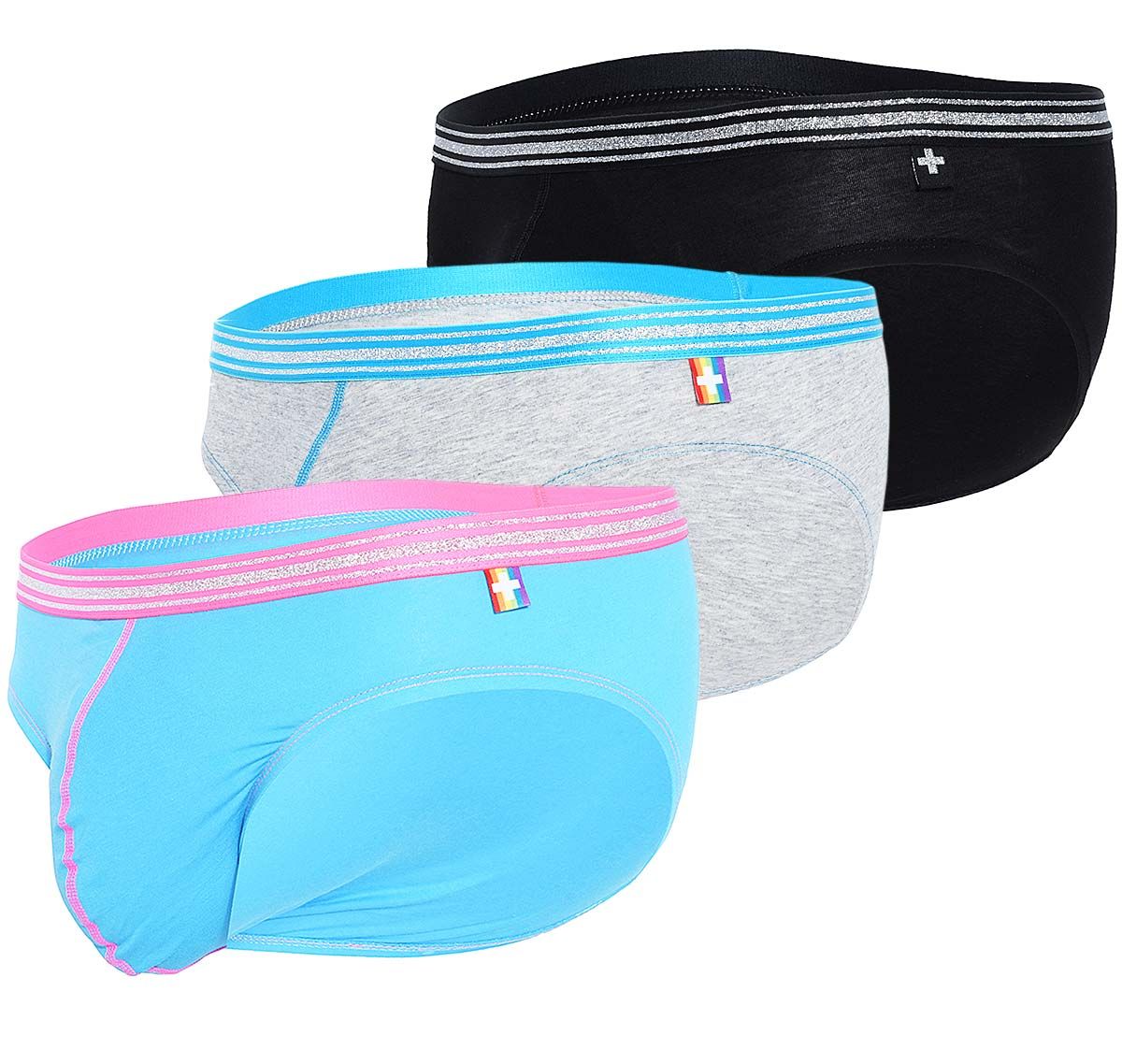 Andrew Christian 3 Pack Briefs BOY BRIEF UNICORN 3-PACK w/Almost Naked 91440, black/blue/grey