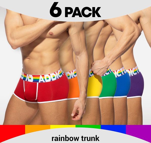 Addicted Paquet de 6 Boxers RAINBOW TRUNK AD1143P, multicolore