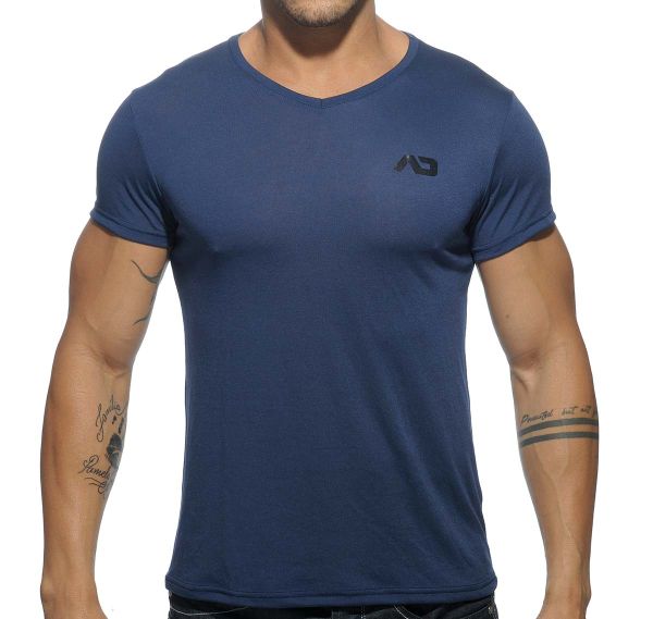 Addicted Camiseta con cuello en V BASIC V-NECK T-SHIRT AD423, azul marino 