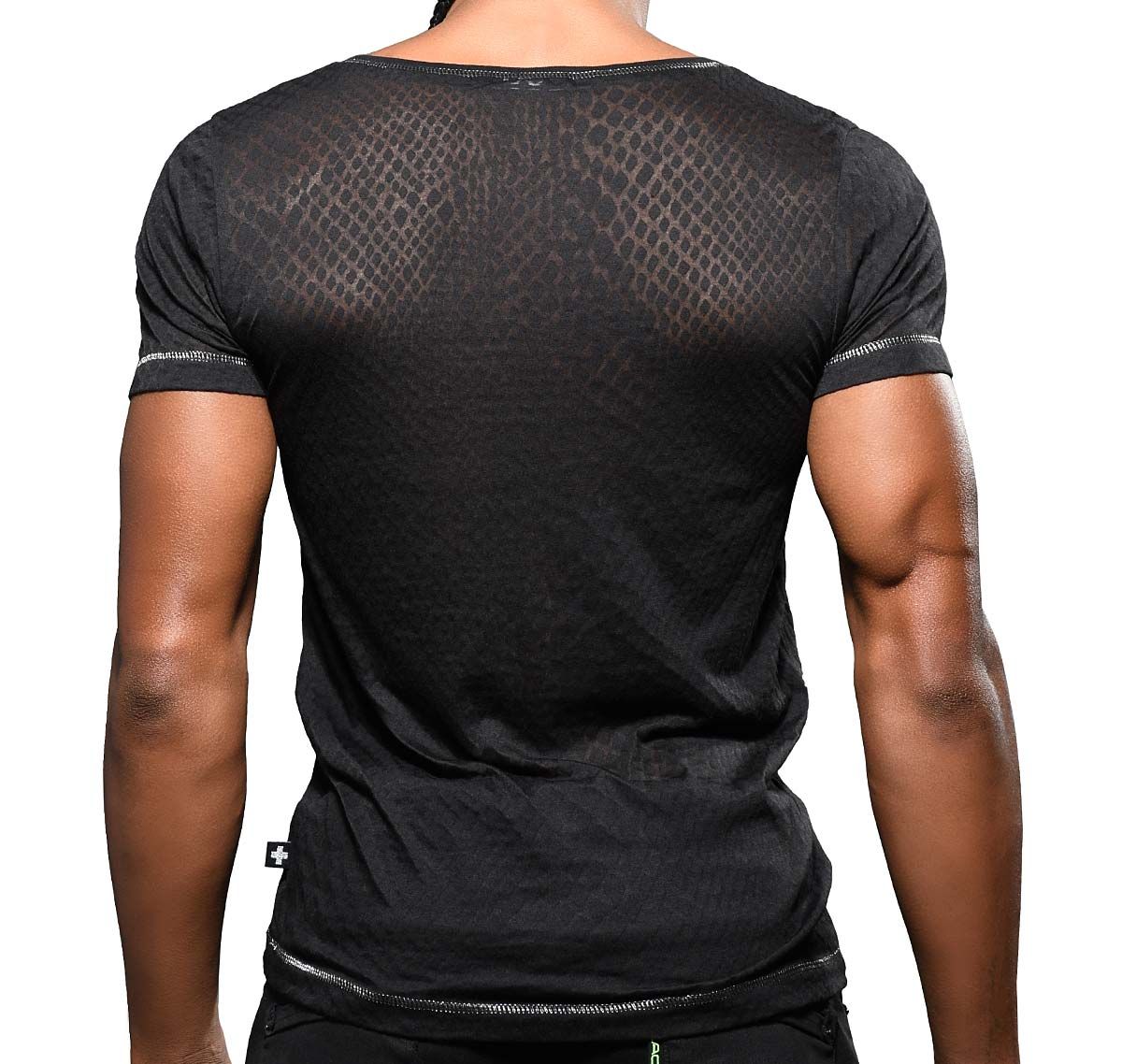 Andrew Christian T-Shirt SNAKESKIN BURNOUT TEE 10323, black