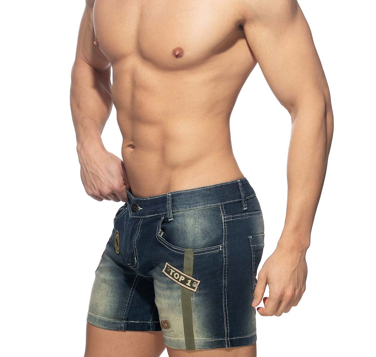 Addicted Shorts de jean SHORT JEANS WITH PATCHES AD1097, azul marino