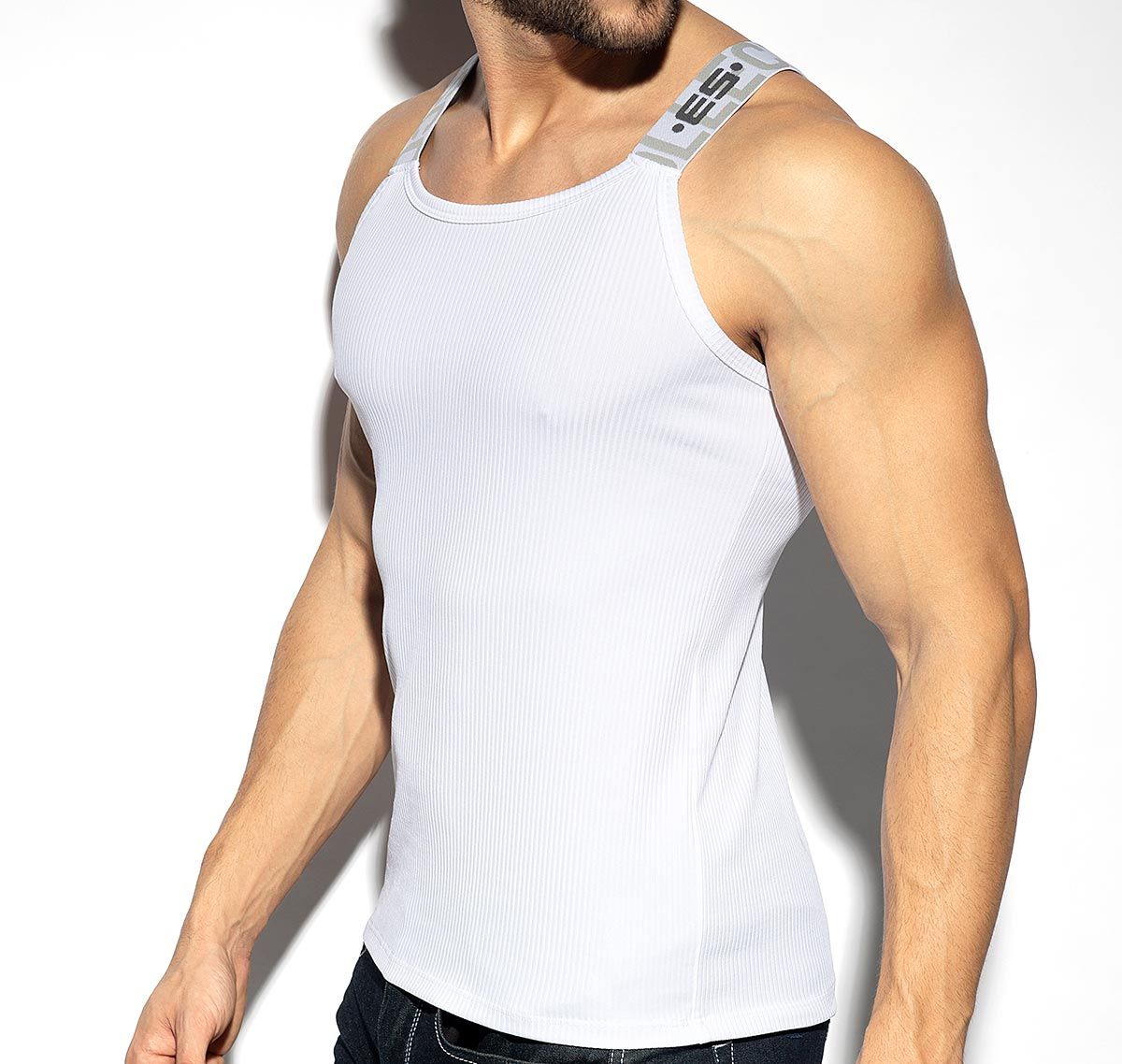 ES Collection Camiseta de tirantes RECYCLED RIB TANK TOP TS294, blanco