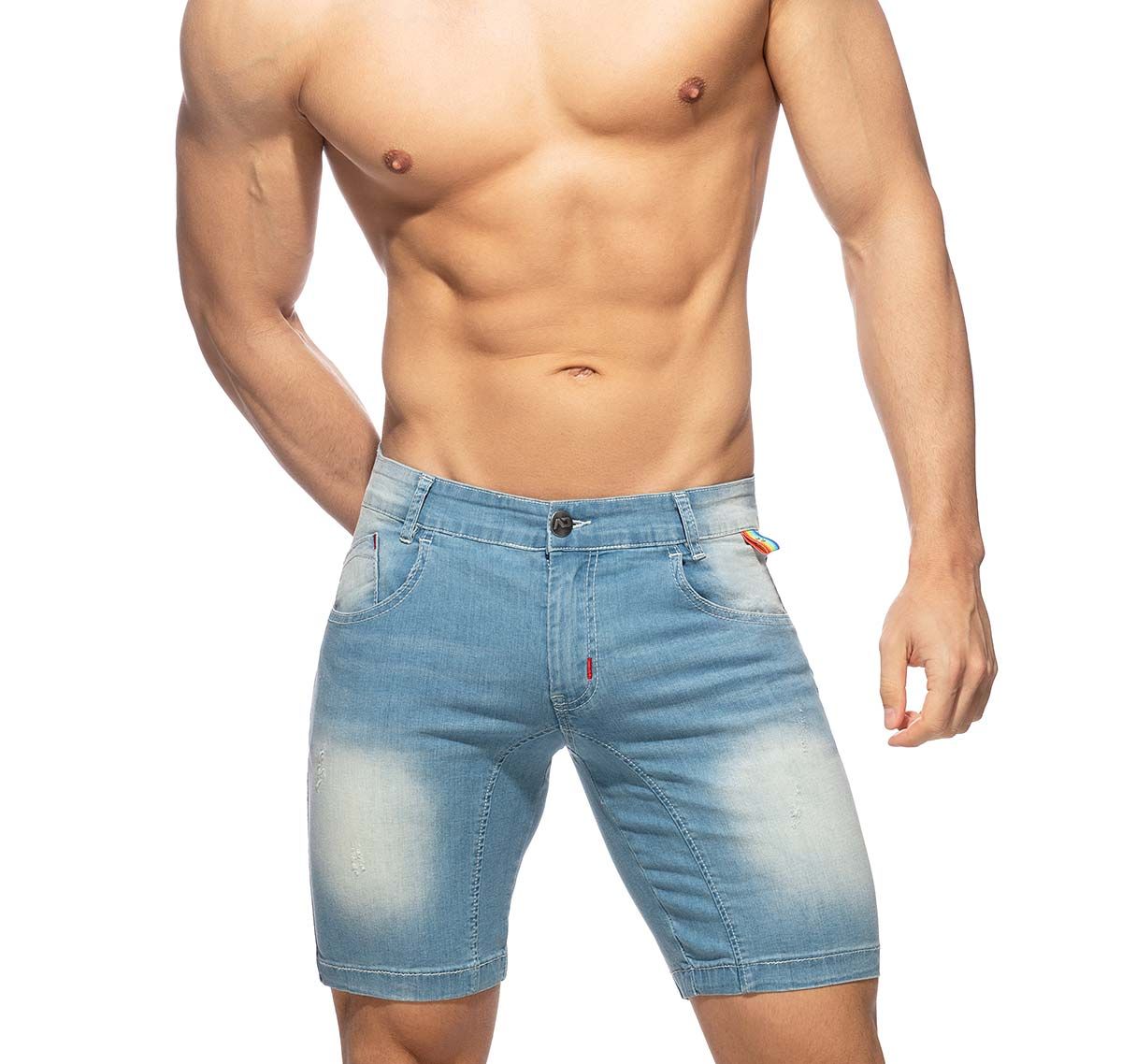 Addicted Jeans-Shorts RAINBOW TAPE BERMUDA JEANS AD990, blue