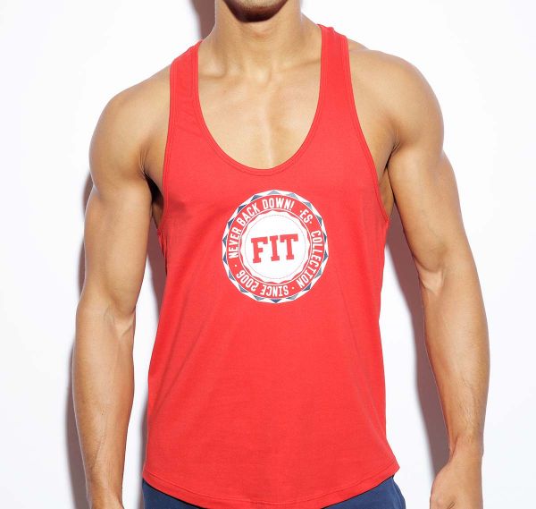 ES Collection NEVER BACK DOWN BADGE TANK TOP TS170, rot