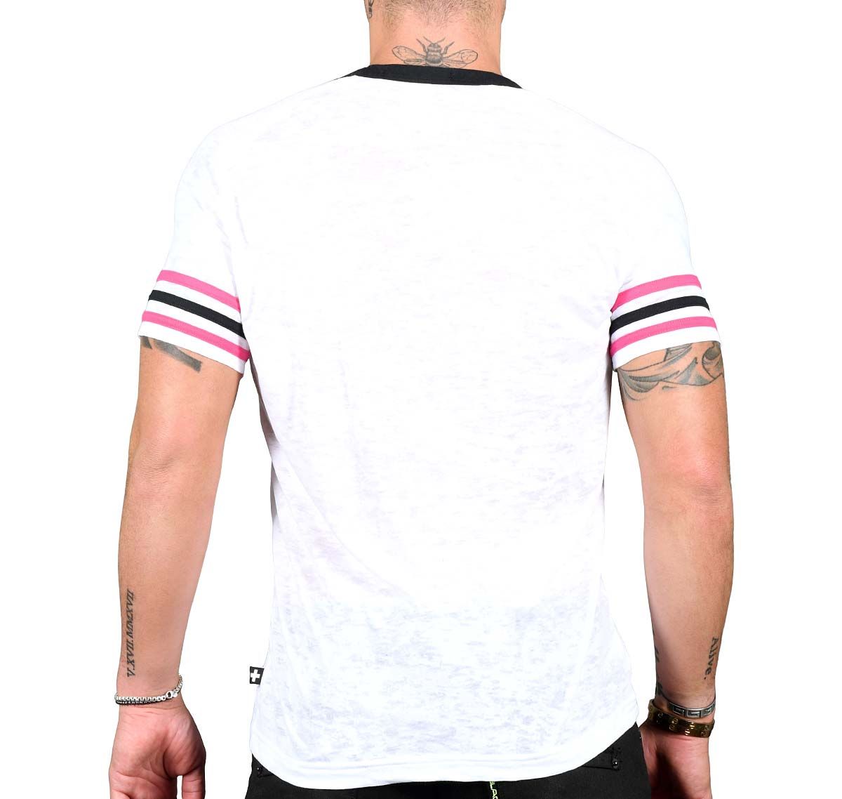 Andrew Christian Camiseta BURNOUT DEEP V-NECK LAUREL TEE 10295, blanco