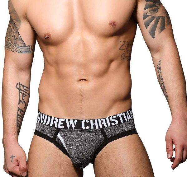 Andrew Christian Slip COMPOSITION FLY BRIEF w/ ALMOST NAKED 92639, nero-bianco 