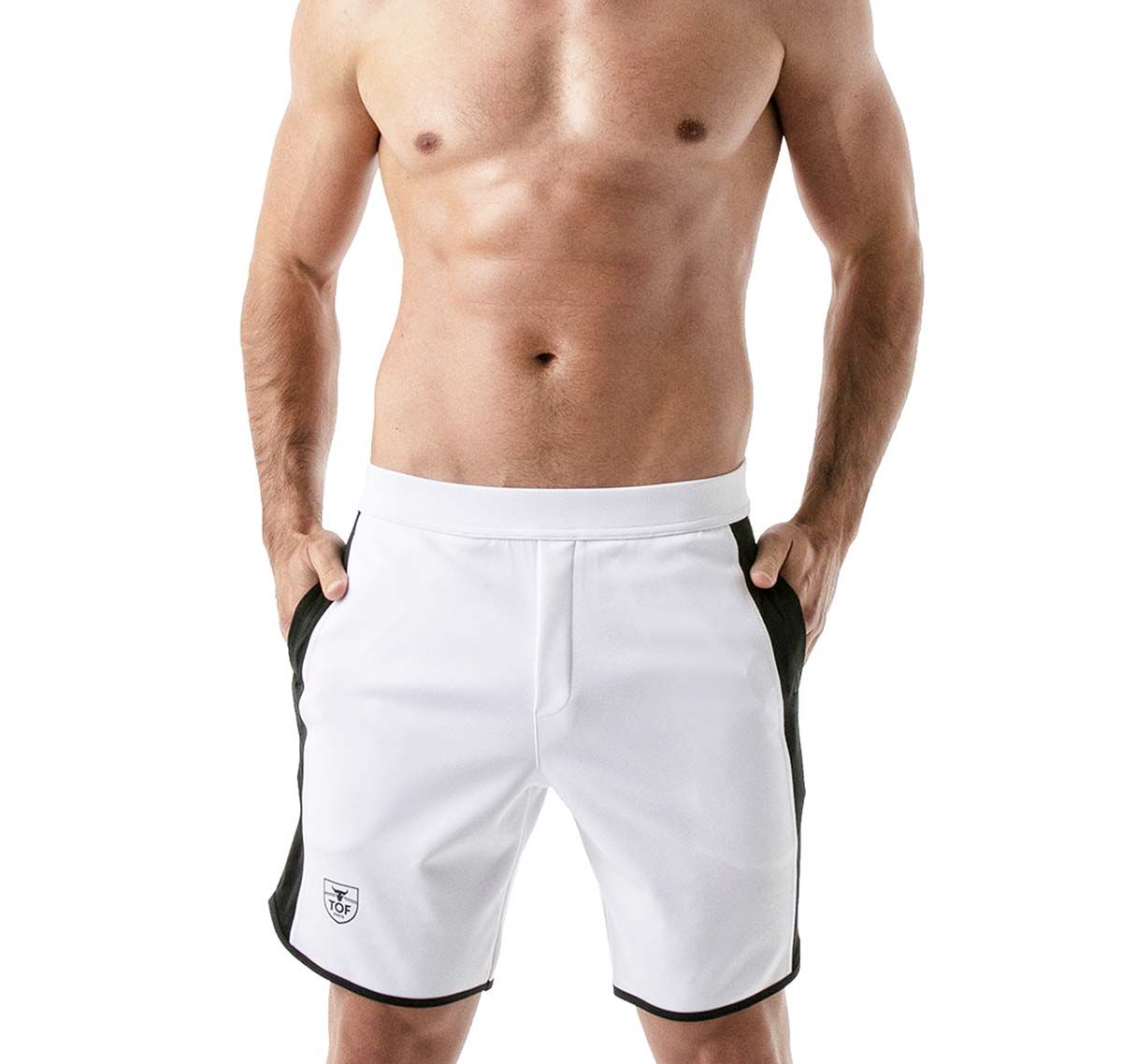 TOF Pantaloni sportivi corti GYM LONG SHORTS WHITE TOF146B, bianco
