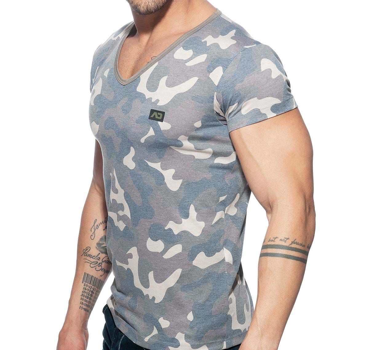 Addicted T-Shirt col V ADDICTED WASHED CAMO T-SHIRT AD800, camouflage