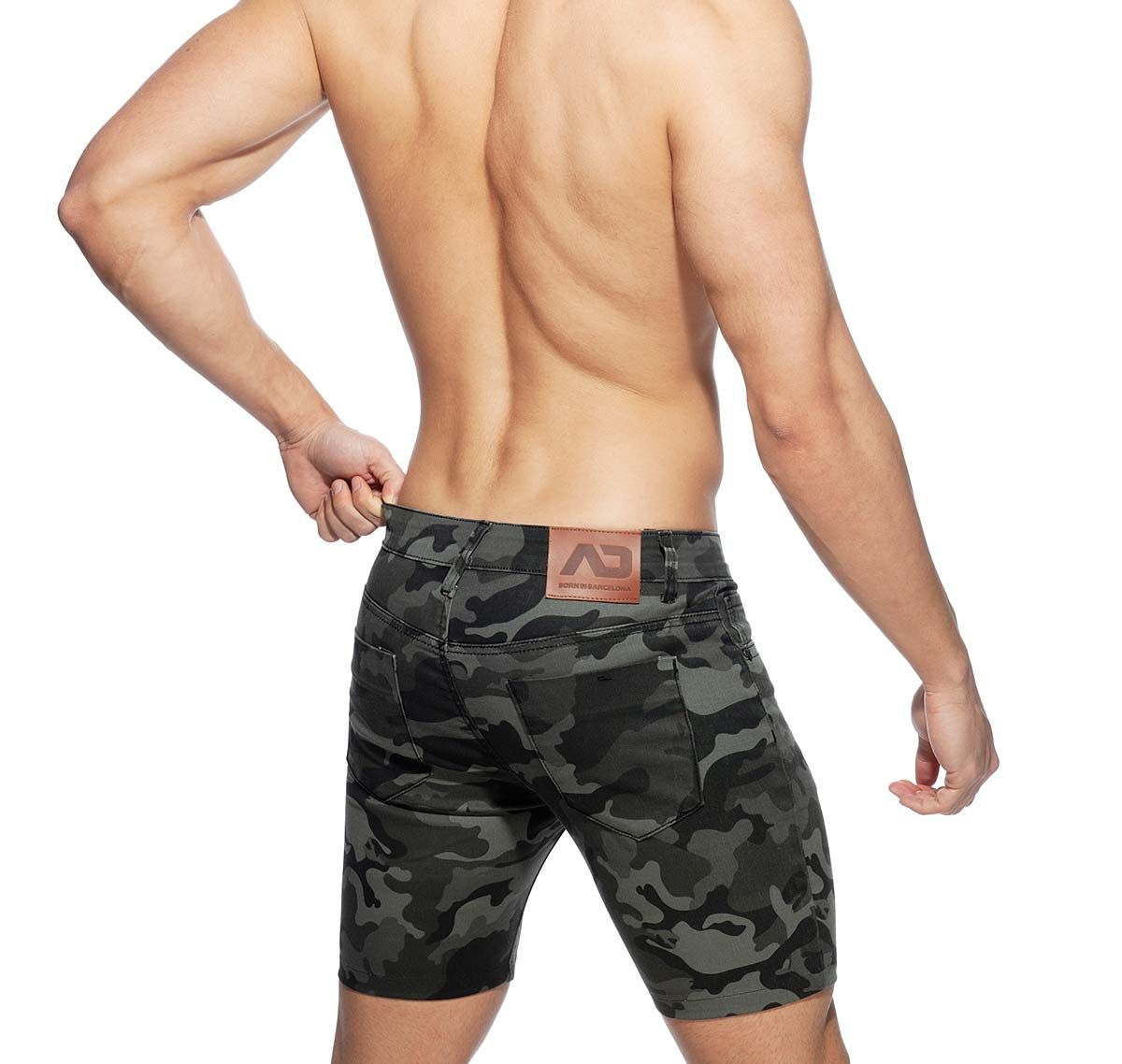 Addicted Shorts de mezclilla CAMO BERMUDA JEANS AD913, gris militar