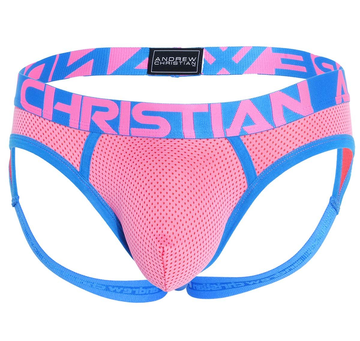 Andrew Christian Suspensorio CANDY POP MESH FRAME JOCK w/ Almost Naked 91810, rosa