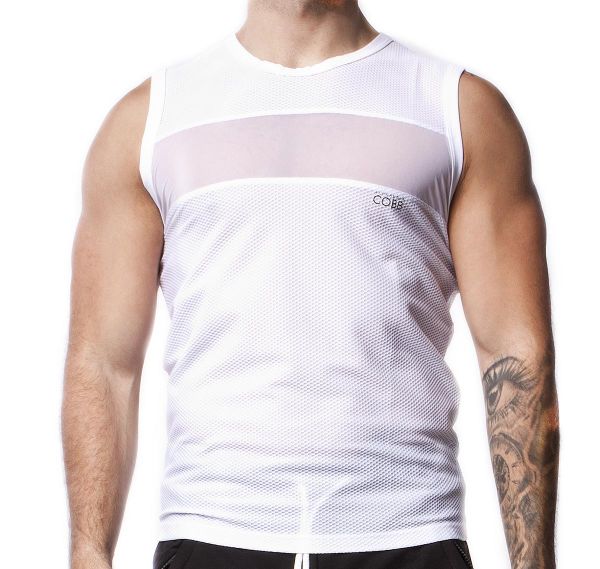 Alexander COBB Camiseta de tirantes TANK TOP MESH WHITE, blanco 