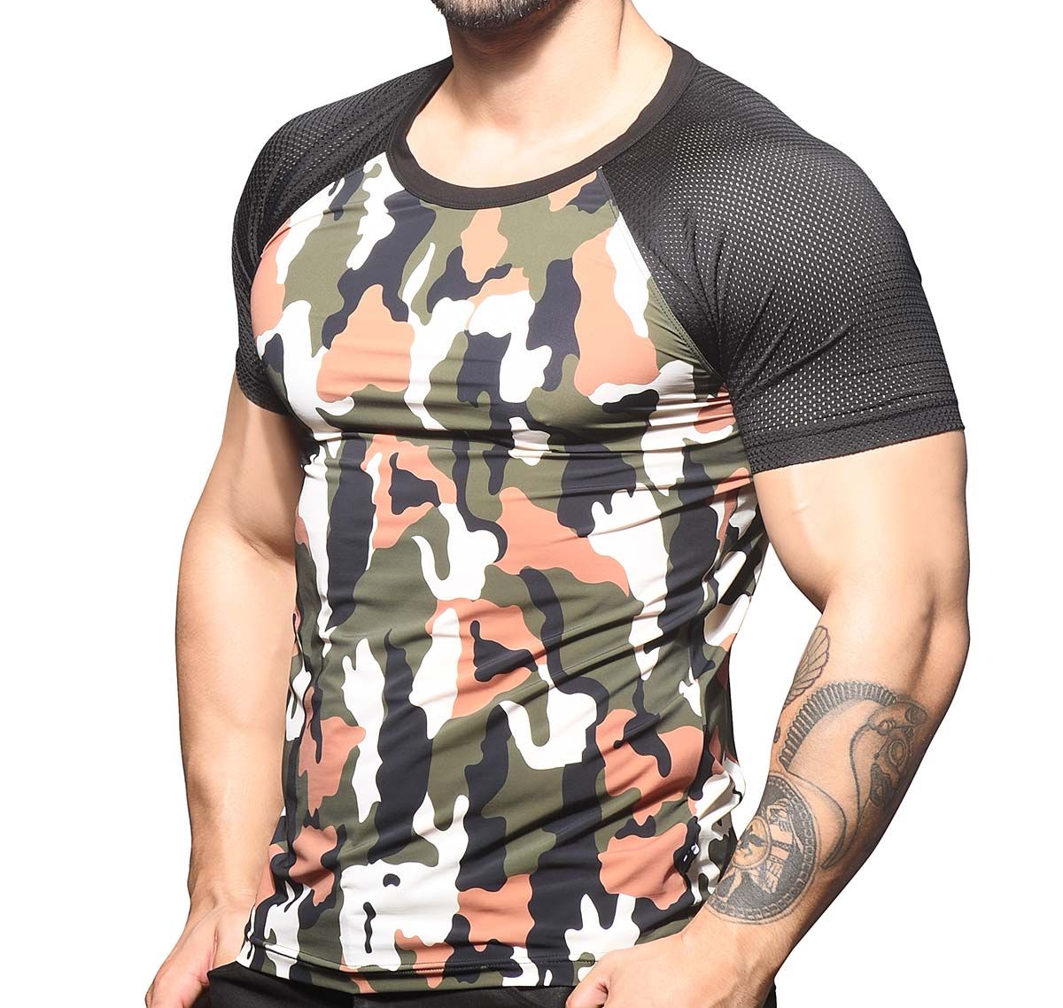 Andrew Christian T-Shirt CAMOUFLAGE MESH TEE 10314, army