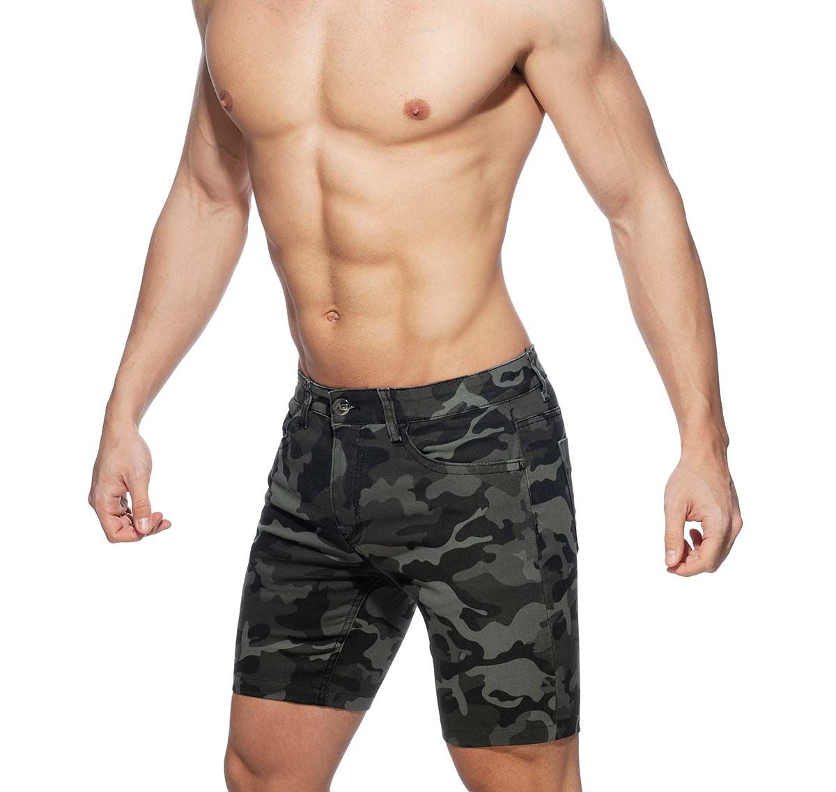 Addicted Shorts de mezclilla CAMO BERMUDA JEANS AD913, gris militar